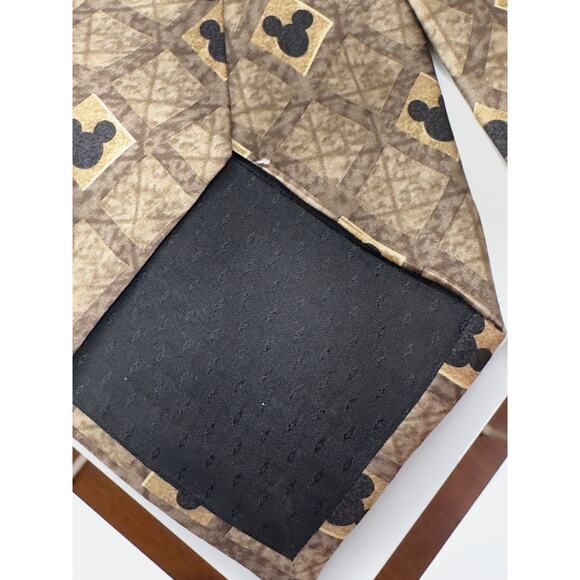 Walt Disney World Mickey Mouse Tie - 100% Silk - Brown/Gold - 60” long - Picture 5 of 6